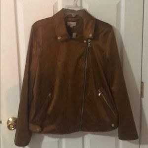 Loft xl jacket faux suede caramel coat jacket